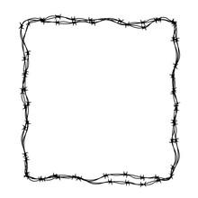 Barbed Wire Frame In Square Shape On White