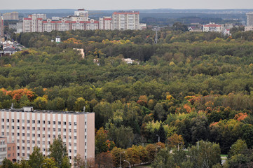 Wall Mural - Aerial view of Minsk city. National Library area. Belarus