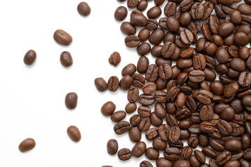 Coffee beans isolated on white background.