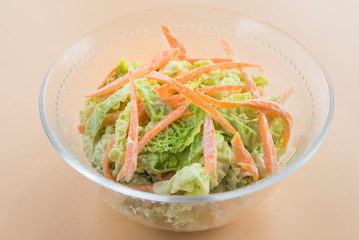 Wall Mural - Coleslaw salad, coleslaw, carrot, mayonnaise and mustard