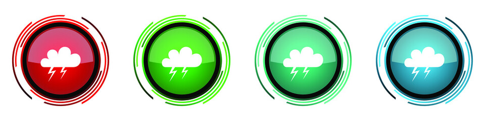 Aufkleber - Storm round glossy vector icons, set of buttons for webdesign, internet and mobile phone applications in four colors options isolated on white background