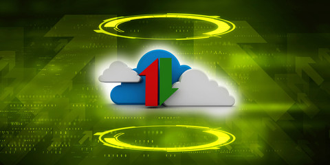 Poster - 3d illustration Cloud with uploading downloading arrow 