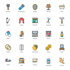 Sticker -  Beauty and Hygiene Tools Flat Icons Pack 