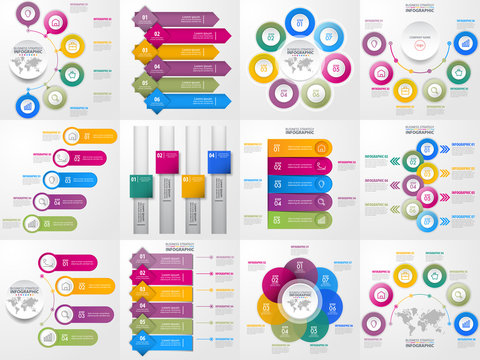 set of business infographics design template for presentation. graphic vector illustration