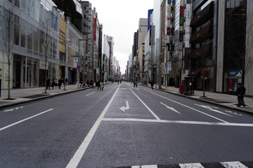 Ginza town in Tokyo without tourists due to coronavirus