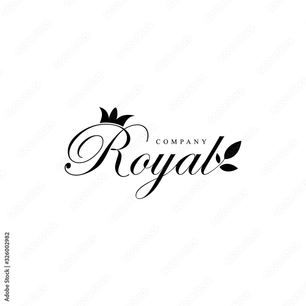 Elegant Royal Crown Logo Design with Lettering and Calligraphy ...
