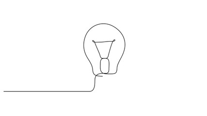 Wall Mural - self drawing simple animation of single continuous one line drawing of light bulb. drawing by hand, 