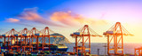 Industrial container freight port at beautiful sunset in Shanghai,China.