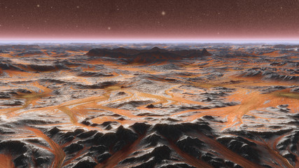 Wall Mural - mars planet surface with dust blowing. 3d illustration