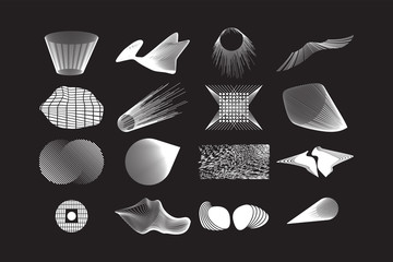 Wall Mural - universal geometric shapes set. design forms on black background