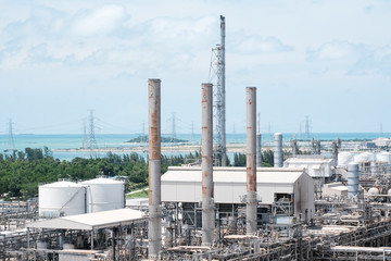 View of petrochemical plant or refinery plant in industry