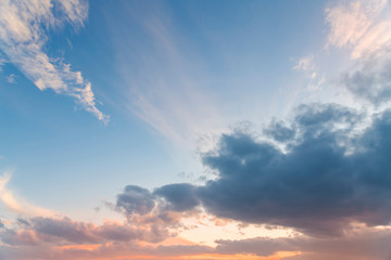 Wall Mural - beautiful bright sunset sky with clouds. nature sky background.
