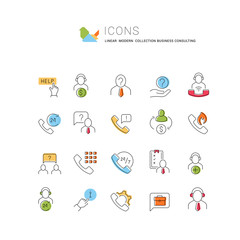 Wall Mural - set vector line icons of business consulting