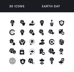 Wall Mural - Vector Simple Icons of Earth Day