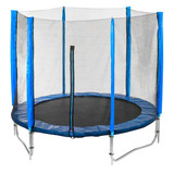 Fototapeta Góry - blue trampoline with safety net on white background