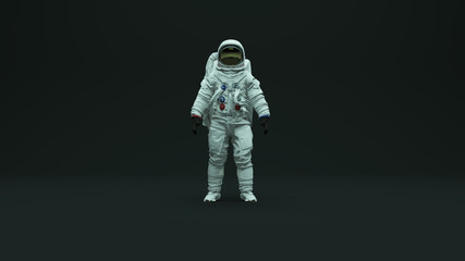Wall Mural - astronaut with gold visor and white spacesuit with dark grey background with neutral diffused top ki