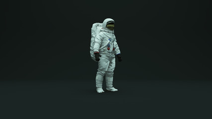 Wall Mural - astronaut with gold visor and white spacesuit with dark grey background with neutral diffused top ki
