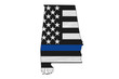 canvas print picture - American thin blue line flag on map of Alabama