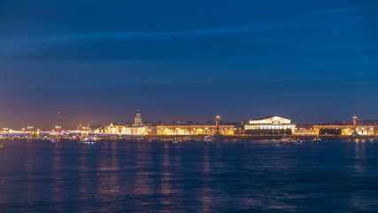 Wall Mural - Opening Palace Bridge timelapse, a lot ships and boats. Russia, Saint-Petersburg