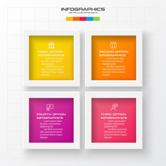 Wall Mural - Business infographics template 4 steps with square,Element for design invitations,Vector illustration.