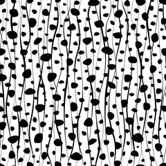 Poster - Abstract interesting seamless pattern random dots, circles, twist lines. Irregular composition black and white texture tiled. Background for design fabric, wallpaper, wrapping paper, wrapper, notebook