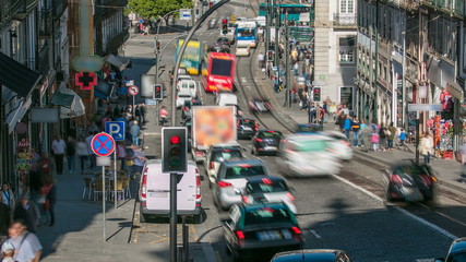 Wall Mural - View of the Almeida Garret Square with the Sao Bento railway station and Congregados Church timelapse.