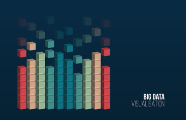 Big data visualization. Background with square array. Connection structure. Data array visual concept. Big data connection complex.