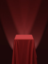 Red Fabric Covering A Cube Or A Table Vector Illustration