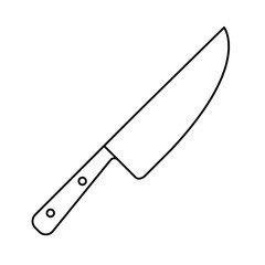 Fototapete - Chef knife icon. Thin line art logo. Black simple illustration for cutting and cooking. Contour isolated vector image on white background