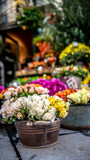 Fototapeta Kwiaty - Street shop with cut flowers. Vienna. Austria