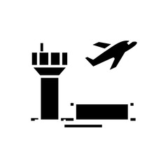 Airport black icon, concept illustration, vector flat symbol, glyph sign.