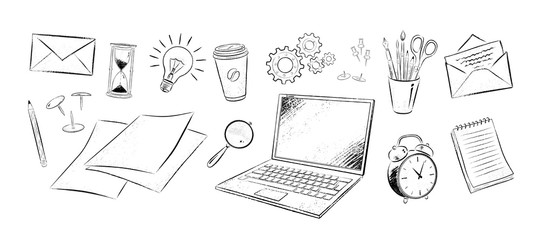 Wall Mural - vector illustration set of office supplies