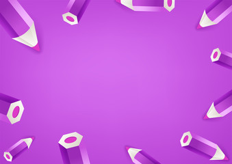 Poster - Purple pencils wallpaper. Social media message vector background. Copy space for a text