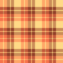 Seamless pattern in fine autumn orange, brown and yellow colors for plaid, fabric, textile, clothes, tablecloth and other things. Vector image.