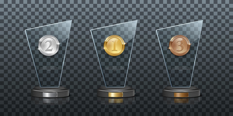 Wall Mural - glass awards realistic vector illustration