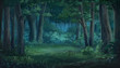 © Deztinie - Light and forest - Night , Anime background , Illustration.