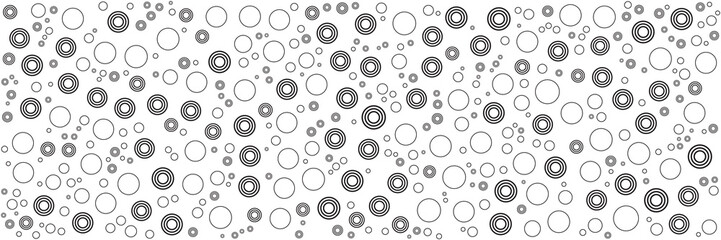 Black white dot circle pattern wide banner background