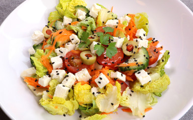 Fresh Vegetable Feta Cheese Salad