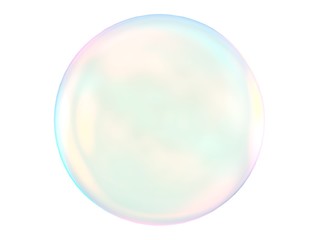 Wall Mural - 3d crystal ball pink blue gradient colors  isolated on white background. Abstract bubble glossy pastel 3d geometric shape object illustration render. 