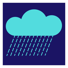 Aufkleber - Modern icon illustration of cloud with rain on blue backdrop. Blue background. Vector icon. Graphic vector art. Simple element illustration. Social media web banner.