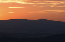 Praded Mountain With Transmiter On Teh Sunset Jeseniky Czech Republic