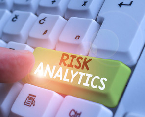 Poster - Conceptual hand writing showing Risk Analytics. Concept meaning study of underlying uncertainty of a given course of action