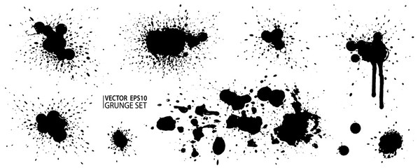 Grunge splatter. Paint splashes. Liquid stains. Highly detailed grunge textures. Paint stain. Ink spots. Splatter. Scribble. Scrawl. Drop. Grunge backgrounds collection.