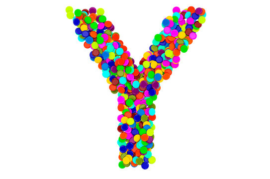 Letter Y from confetti. 3D rendering