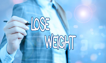 Conceptual hand writing showing Lose Weight. Concept meaning the fact of a demonstrating s is or an animal s is body weight becoming less