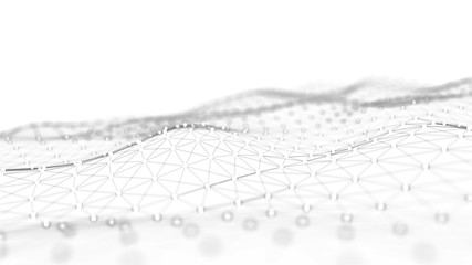 Abstract digital background. Network connection structure. Big data. Futuristic abstract wave. 3D rendering.