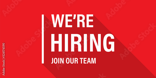 Fotografía We're hiring red vector banner