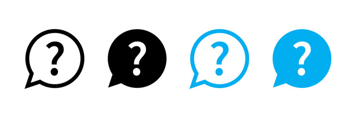 question mark set of vector isolated icons. help sign speech bubble. chat question icon. question co