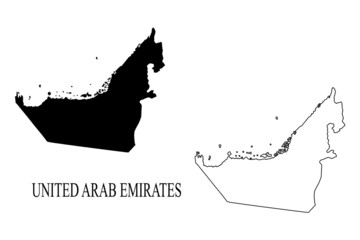 Wall Mural - united arab emirates - high detailed black and outline map