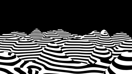 Poster - Hallucination. Optical illusion. Twisted illustration. Abstract futuristic background of stripes. Dynamic wave. Vector.